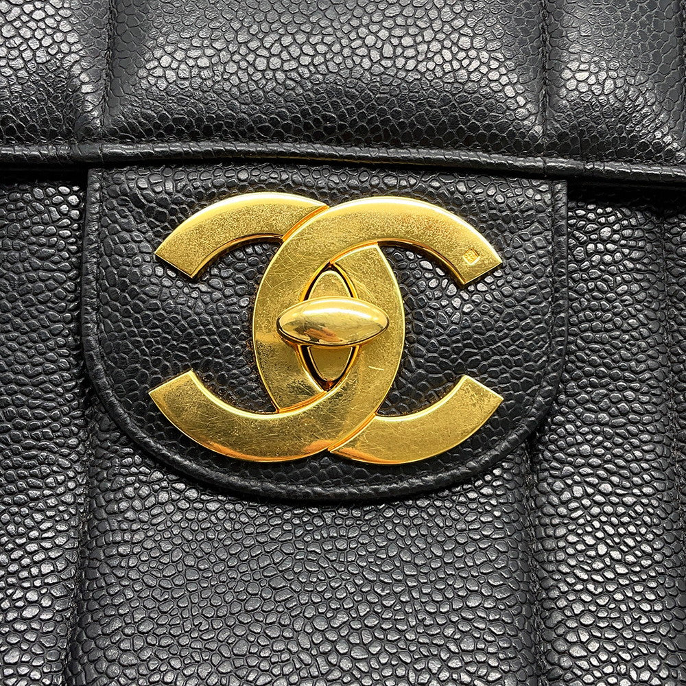 CHANEL Mademoiselle Chain Shoulder Bag Black Caviar Leather