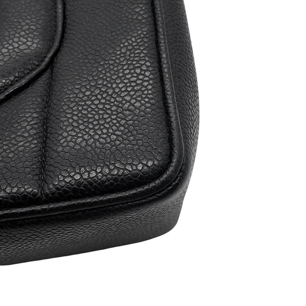CHANEL Mademoiselle Chain Shoulder Bag Black Caviar Leather