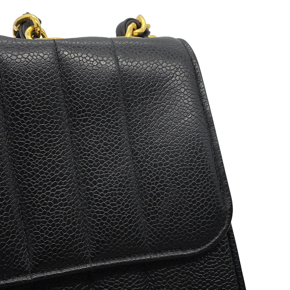 CHANEL Mademoiselle Chain Shoulder Bag Black Caviar Leather