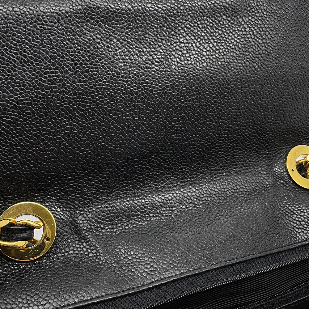 CHANEL Mademoiselle Chain Shoulder Bag Black Caviar Leather
