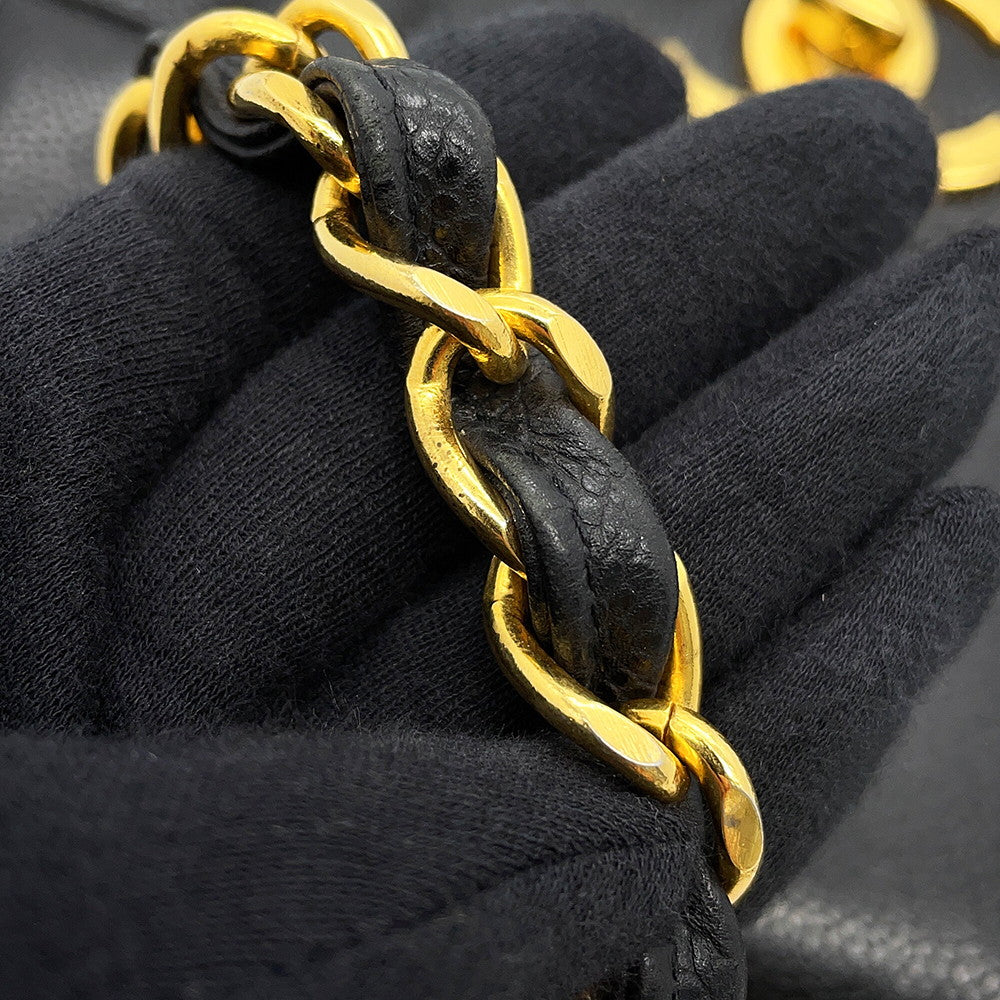 CHANEL Mademoiselle Chain Shoulder Bag Black Caviar Leather