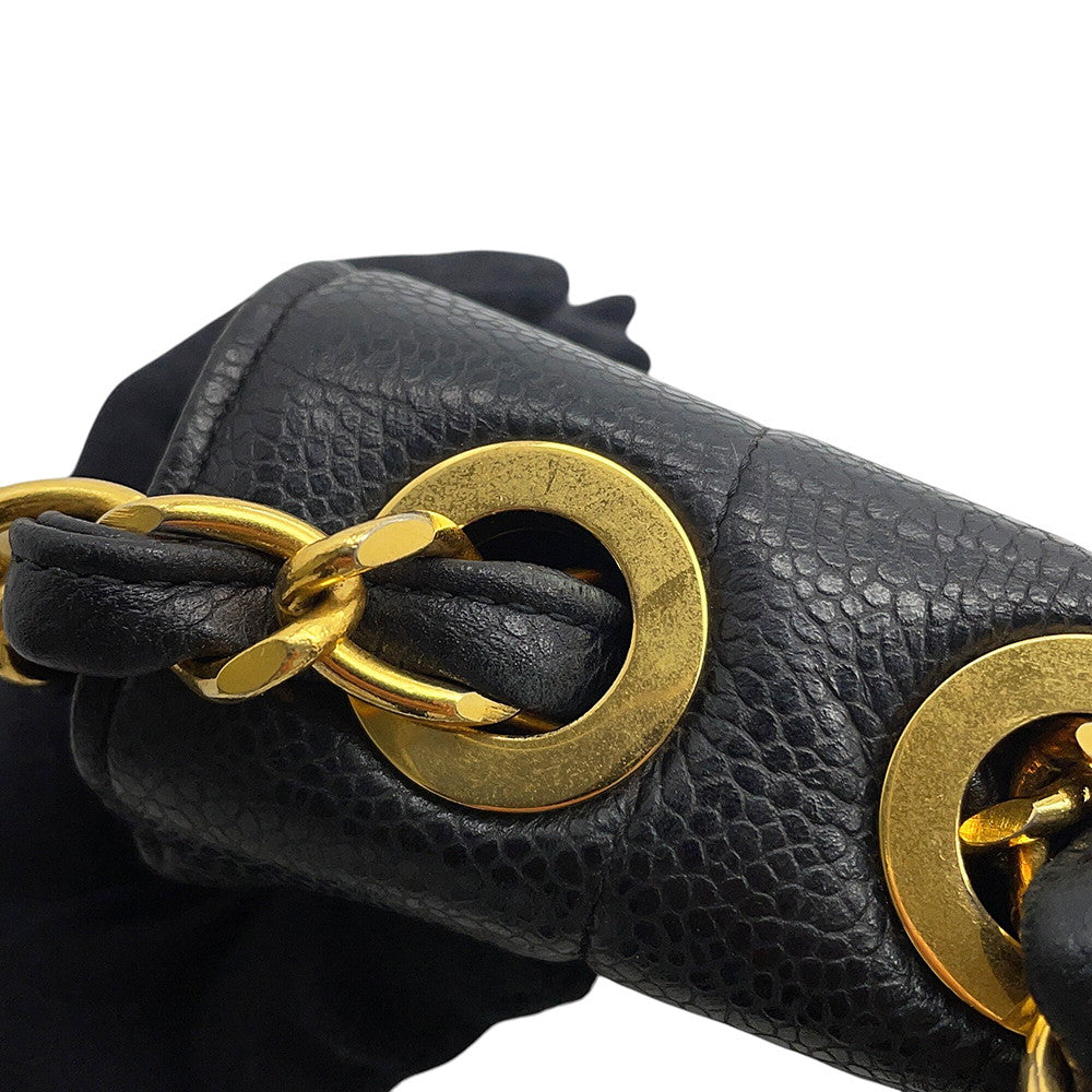 CHANEL Mademoiselle Chain Shoulder Bag Black Caviar Leather
