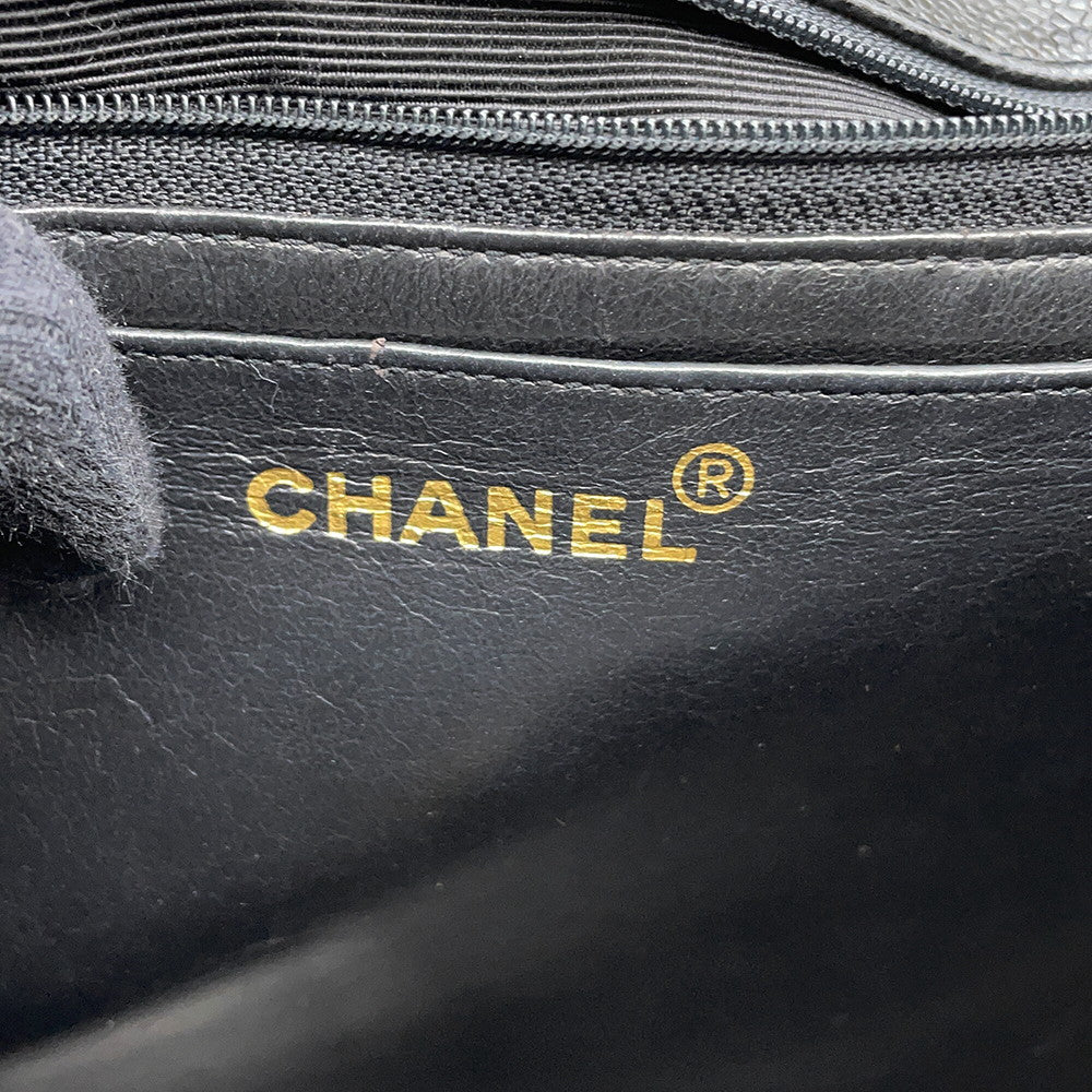 CHANEL Mademoiselle Chain Shoulder Bag Black Caviar Leather
