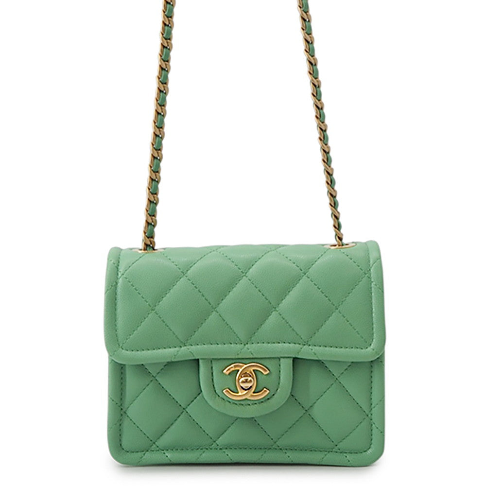 CHANEL Matelasse ChainShoulder Bag GreenAS2356 Caviar Leather