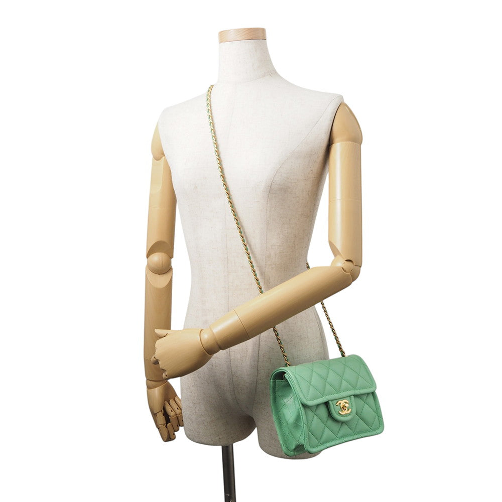 CHANEL Matelasse ChainShoulder Bag GreenAS2356 Caviar Leather