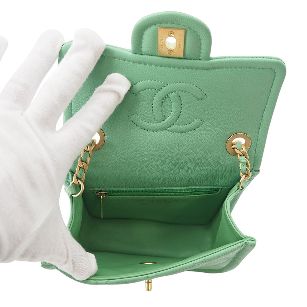 CHANEL Matelasse ChainShoulder Bag GreenAS2356 Caviar Leather