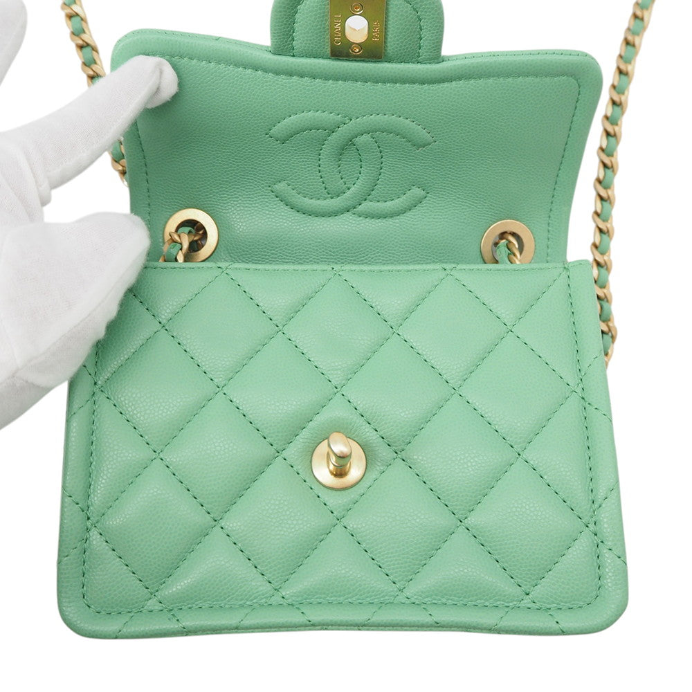 CHANEL Matelasse ChainShoulder Bag GreenAS2356 Caviar Leather