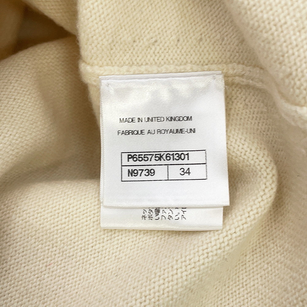 CHANEL CC Logo Button Knit Short Sleeve Size 34 IvoryP65575-K61301-N9739 Cashmere100%