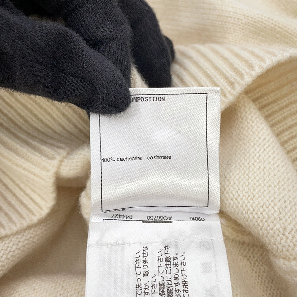 CHANEL CC Logo Button Knit Short Sleeve Size 34 IvoryP65575-K61301-N9739 Cashmere100%