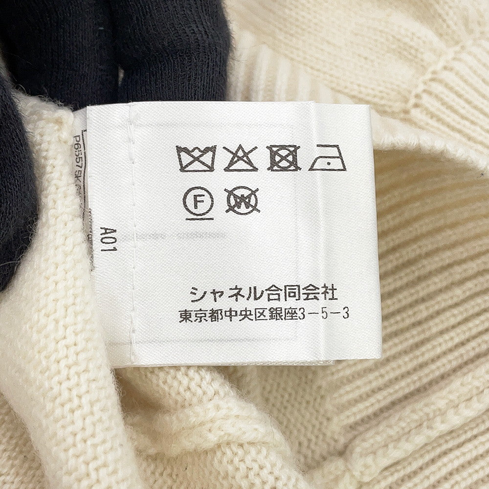 CHANEL CC Logo Button Knit Short Sleeve Size 34 IvoryP65575-K61301-N9739 Cashmere100%