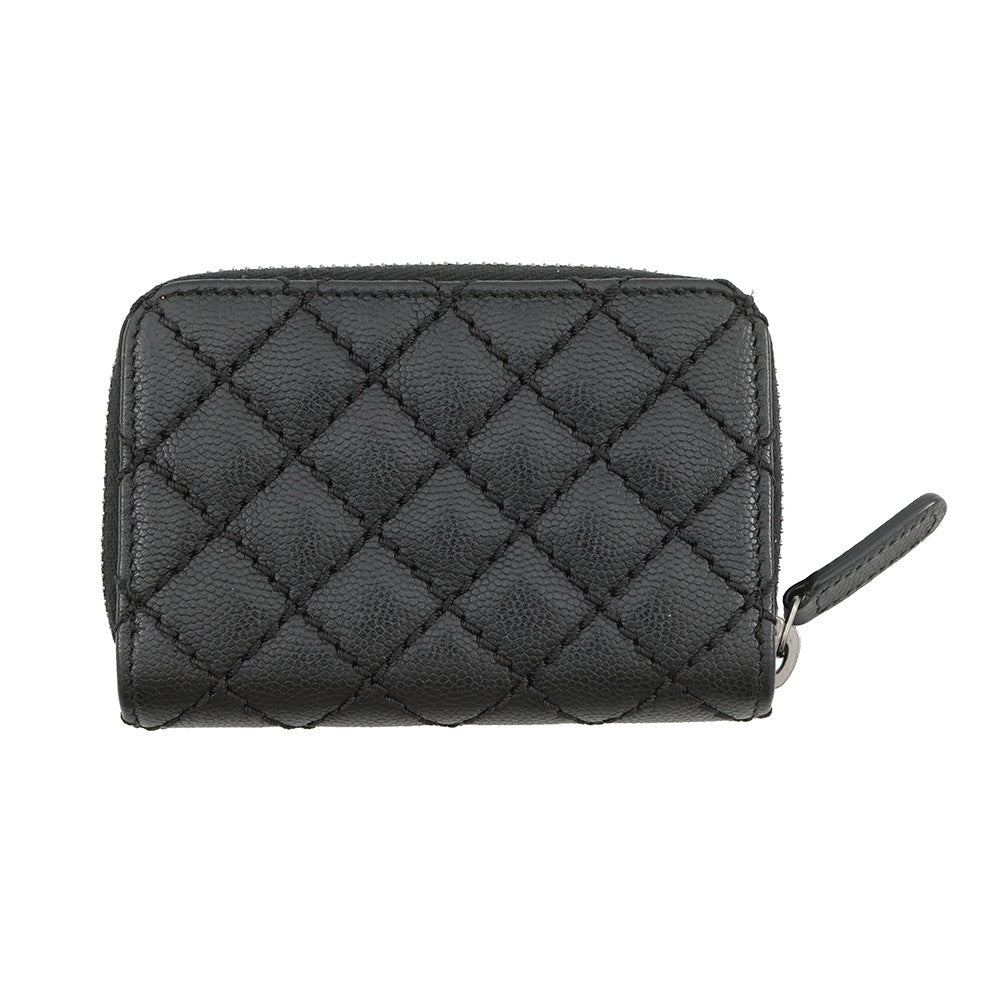 CHANEL Matelasse Turnlock Motif Coin Purse Black Caviar Leather