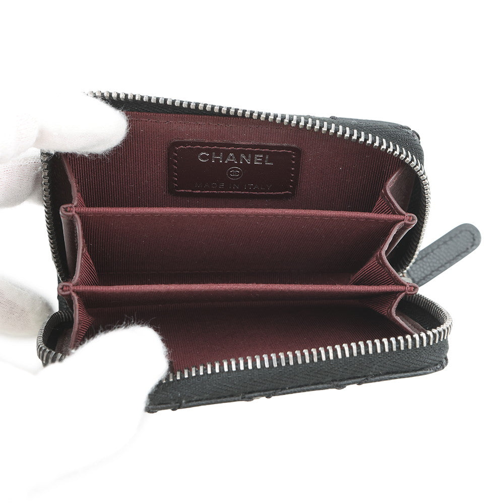 CHANEL Matelasse Turnlock Motif Coin Purse Black Caviar Leather