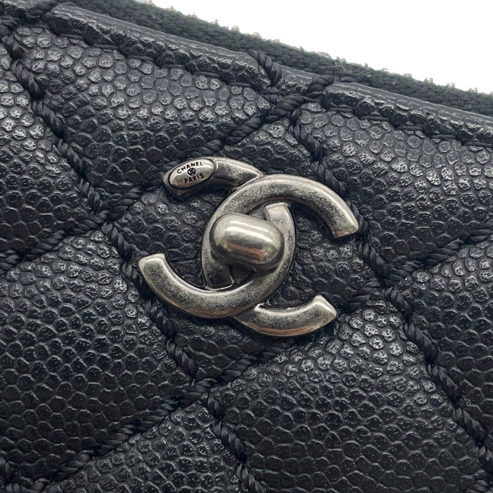 CHANEL Matelasse Turnlock Motif Coin Purse Black Caviar Leather
