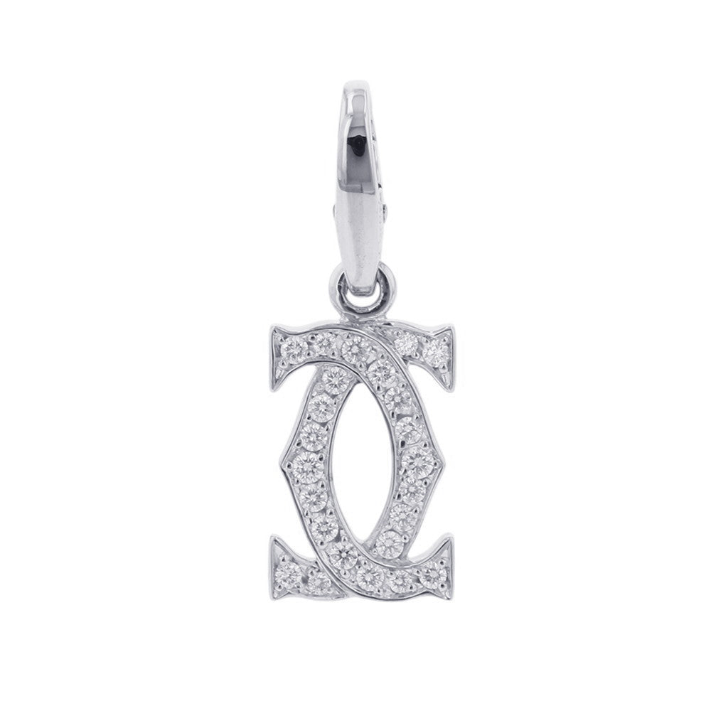 CARTIER 2C Diamond Bag Charm 18K White Gold