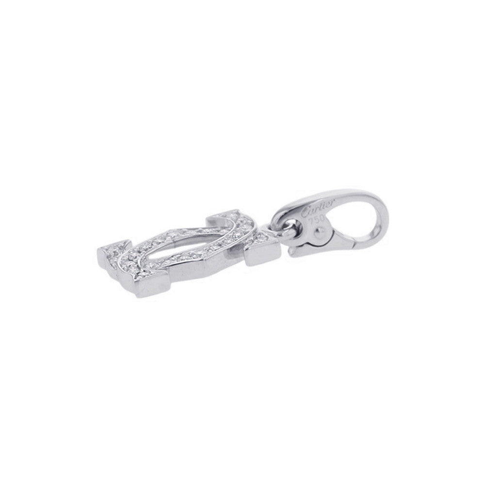CARTIER 2C Diamond Bag Charm 18K White Gold