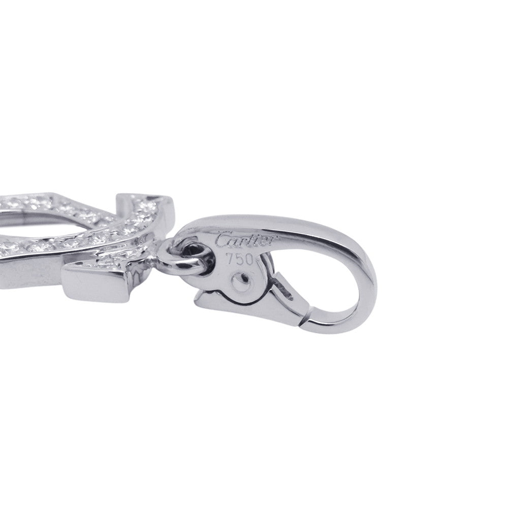 CARTIER 2C Diamond Bag Charm 18K White Gold