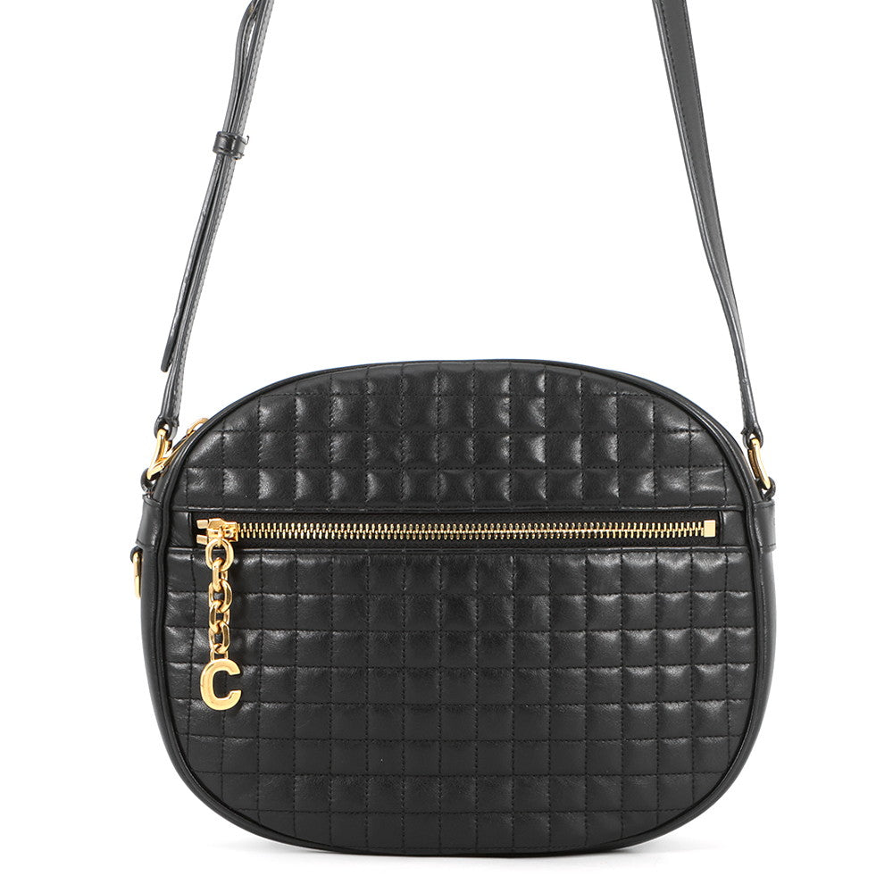 CELINE Quilted Camera Bag Black188353 Leather Size Medium