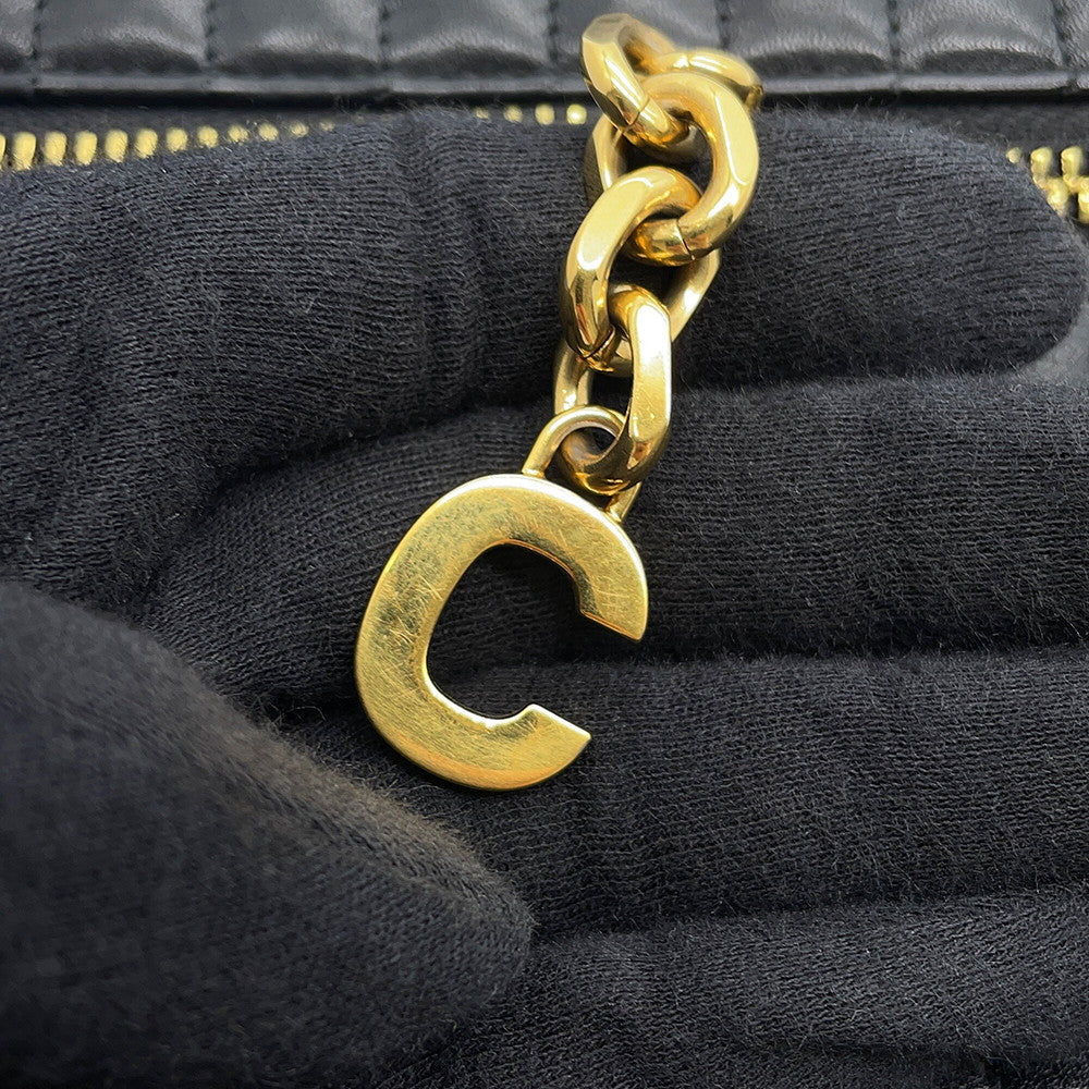 CELINE Quilted Camera Bag Black188353 Leather Size Medium
