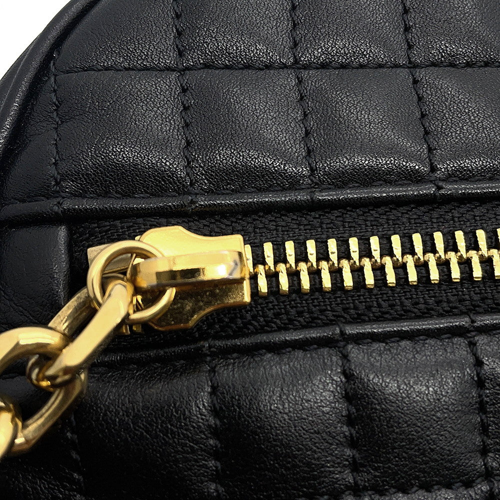 CELINE Quilted Camera Bag Black188353 Leather Size Medium