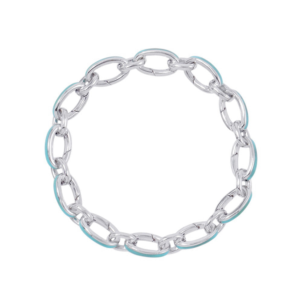 TIFFANY&Co. Clasping Link Bracelet SV925 TIFFANY&Co. Blue Enamel