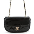 CHANEL Matelasse ChainShoulder Black Patent Leather