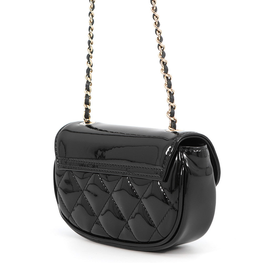 CHANEL Matelasse ChainShoulder Black Patent Leather