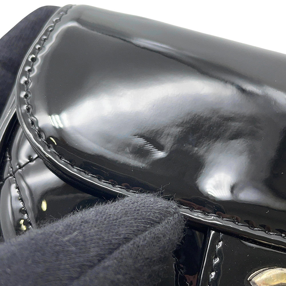 CHANEL Matelasse ChainShoulder Black Patent Leather