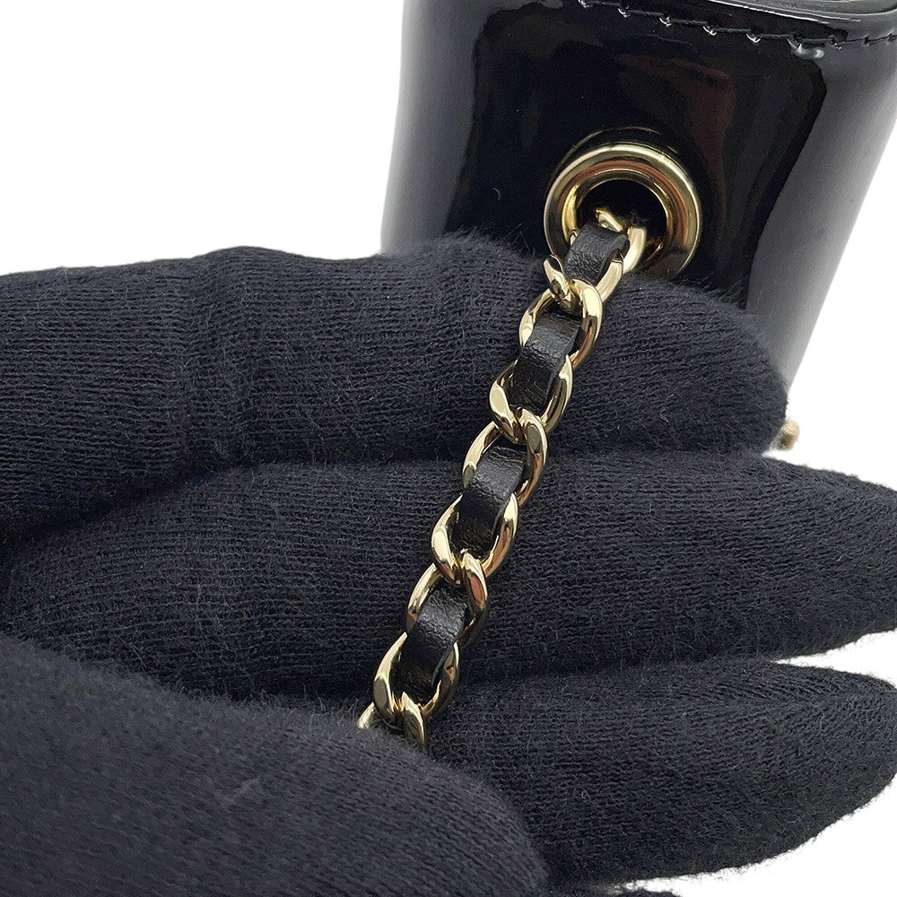 CHANEL Matelasse ChainShoulder Black Patent Leather