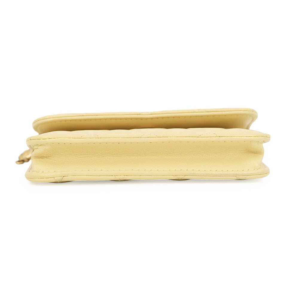 CHANEL Matelasse Cocoball Mini Chain Shoulder YellowAP1628 Lambskin