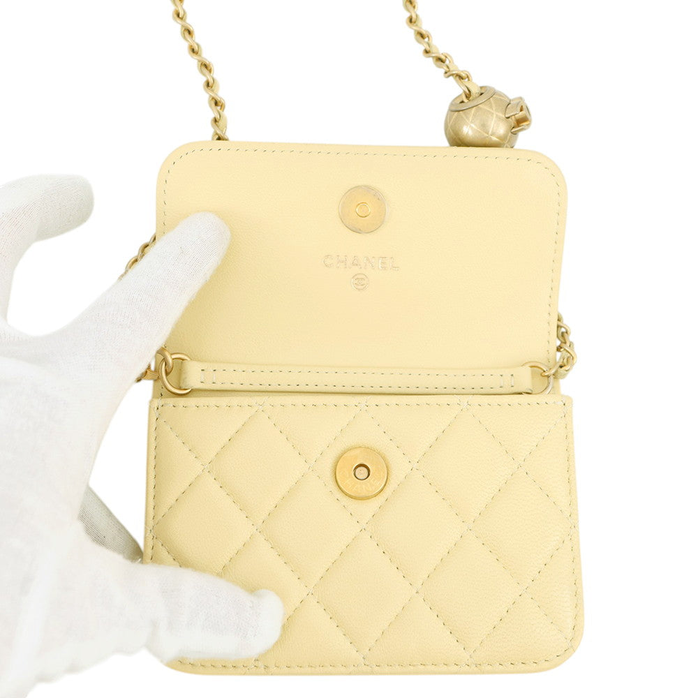CHANEL Matelasse Cocoball Mini Chain Shoulder YellowAP1628 Lambskin