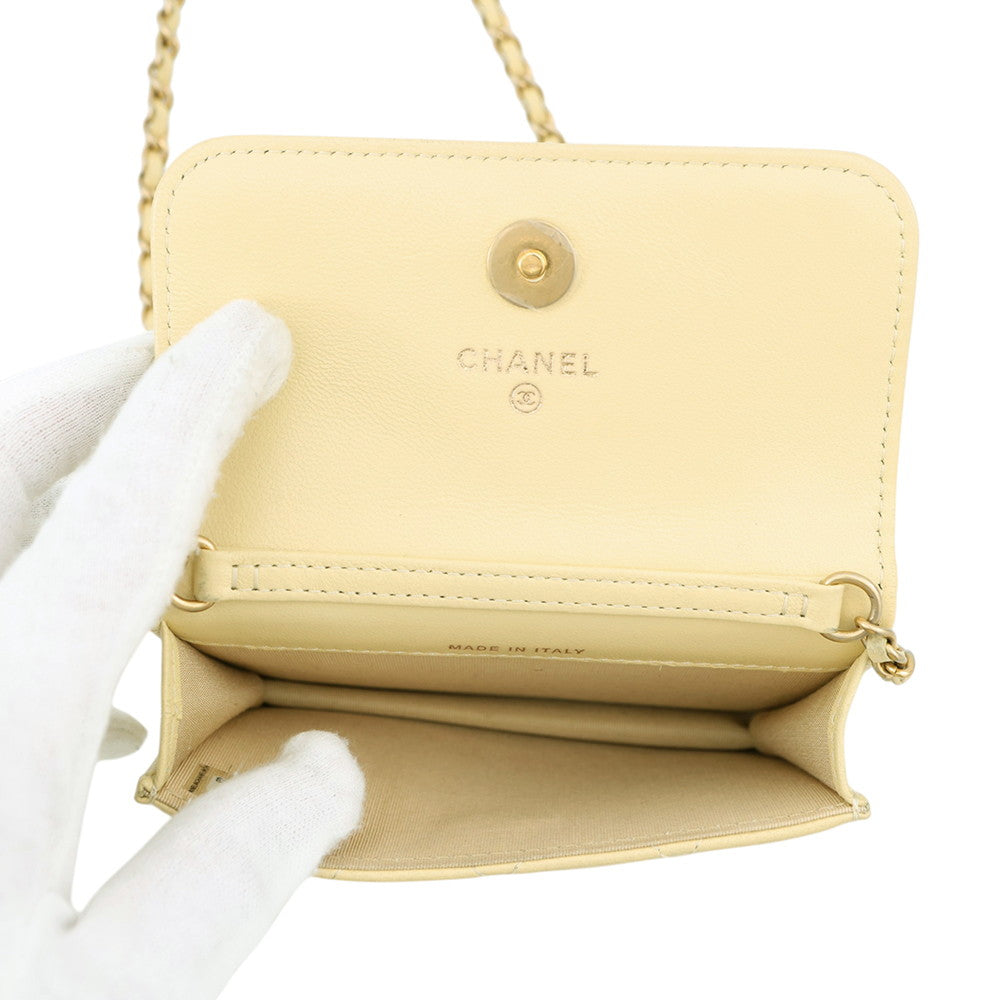 CHANEL Matelasse Cocoball Mini Chain Shoulder YellowAP1628 Lambskin