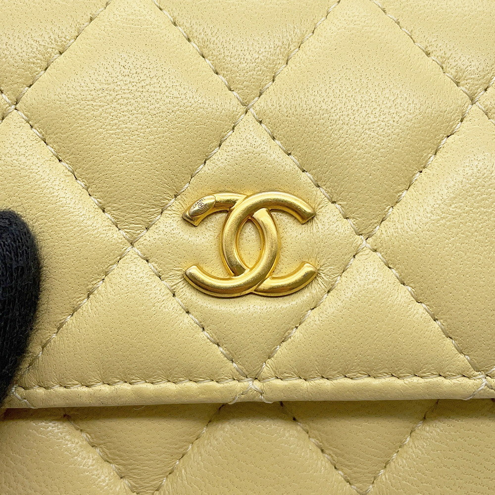 CHANEL Matelasse Cocoball Mini Chain Shoulder YellowAP1628 Lambskin
