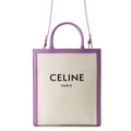 CELINE Vertical Cabas Natural/Purple192082 Canvas Leather Size Small