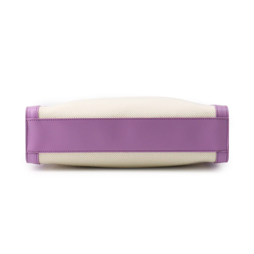 CELINE Vertical Cabas Natural/Purple192082 Canvas Leather Size Small