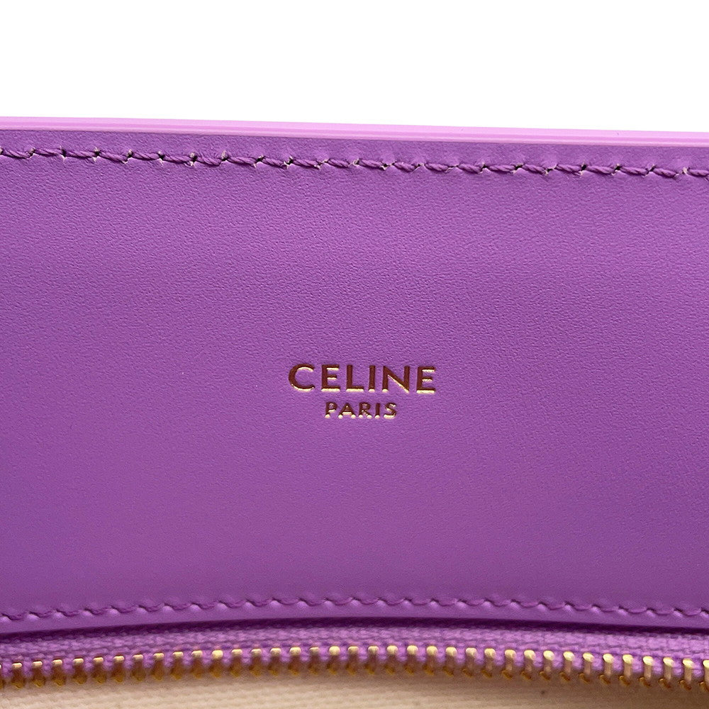 CELINE Vertical Cabas Natural/Purple192082 Canvas Leather Size Small
