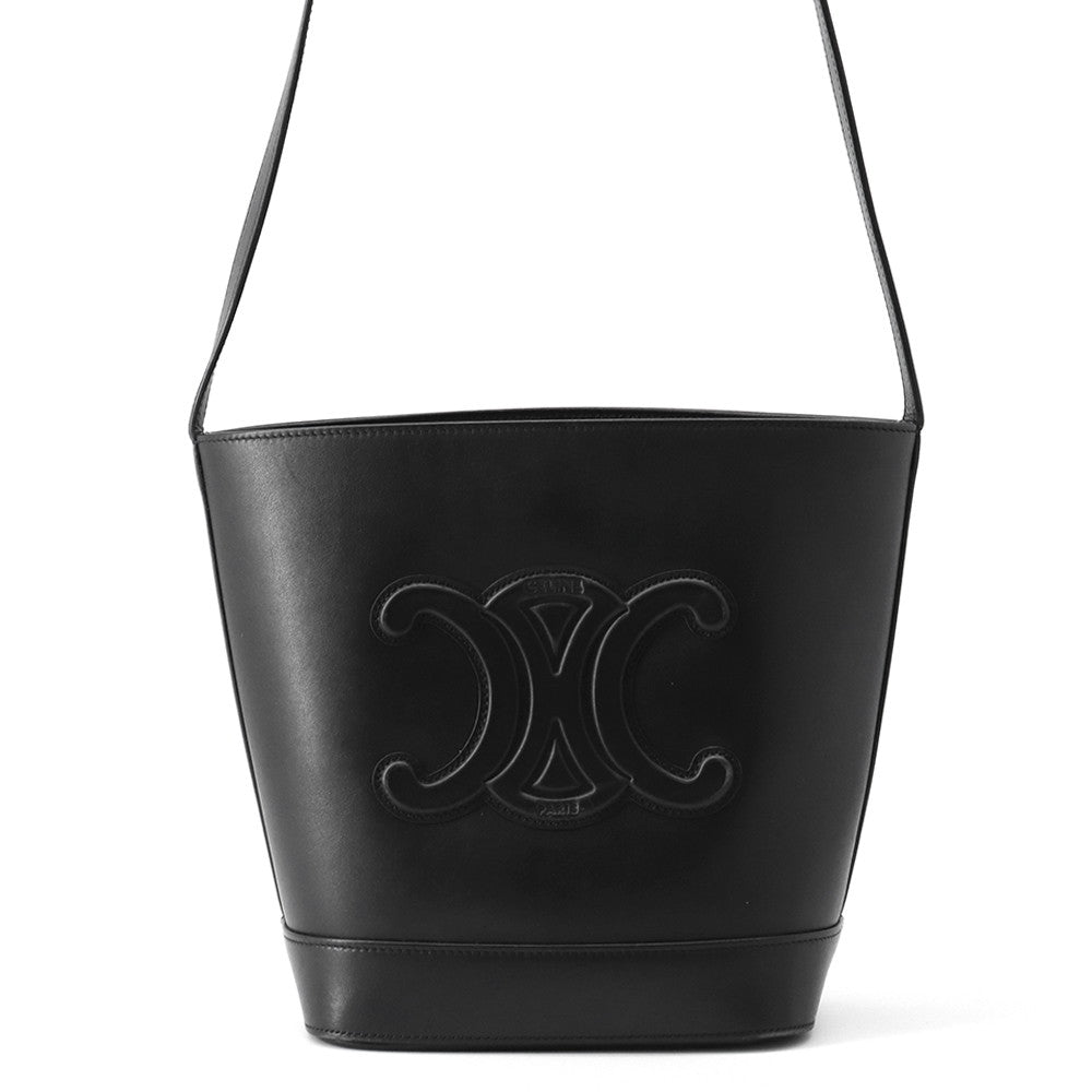 CELINE Cuir Triomphe Bucket Bag Black198243 Leather Size Small