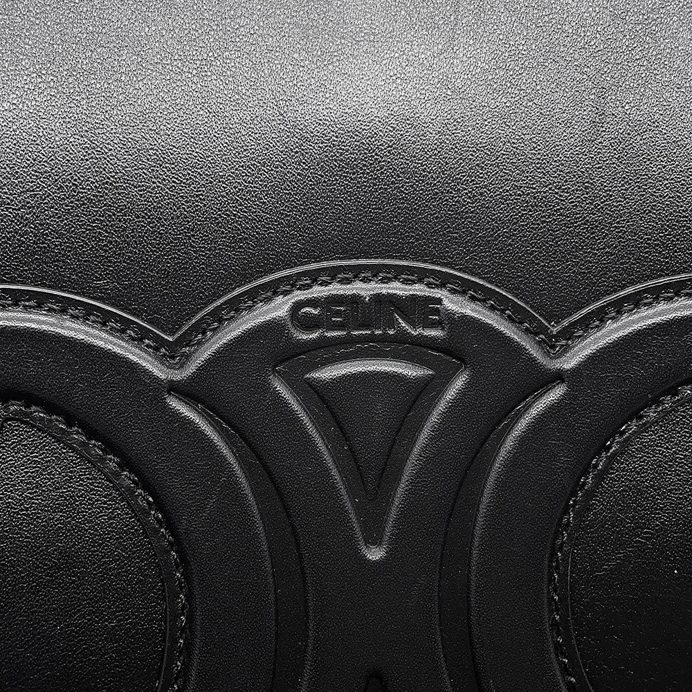 CELINE Cuir Triomphe Bucket Bag Black198243 Leather Size Small