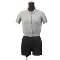 CELINE Rhinestone Cardigan Size XS Gray Cashmere Rhinestone
