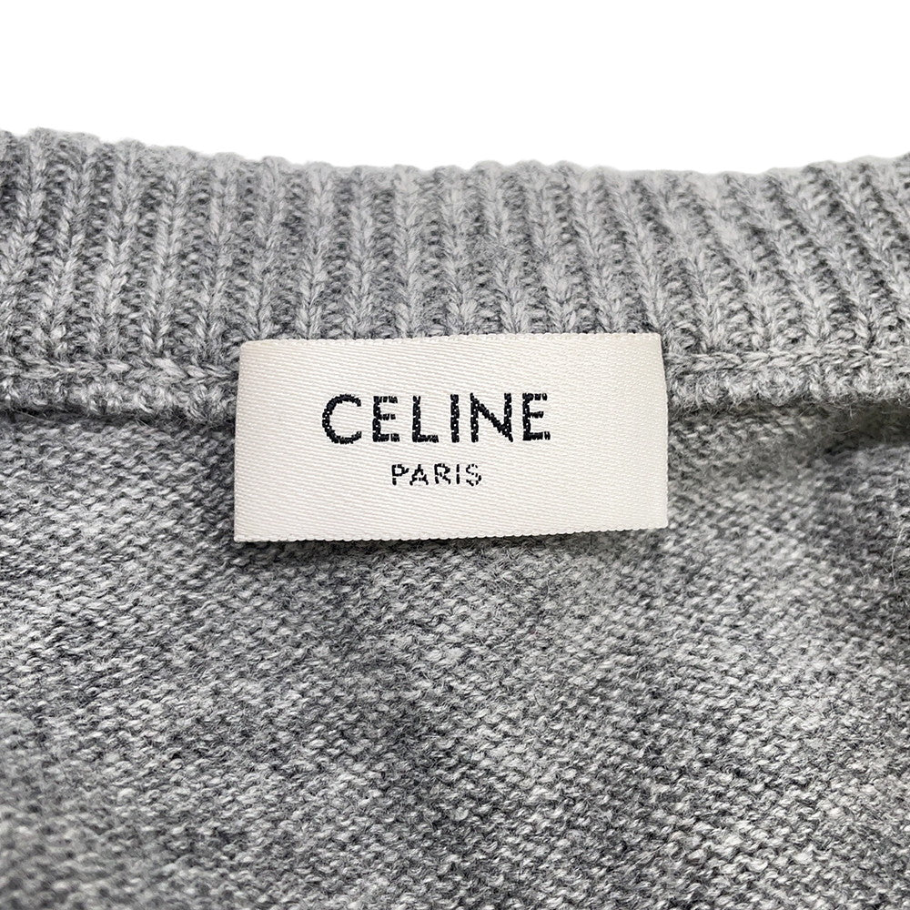 CELINE Rhinestone Cardigan Size XS Gray Cashmere Rhinestone