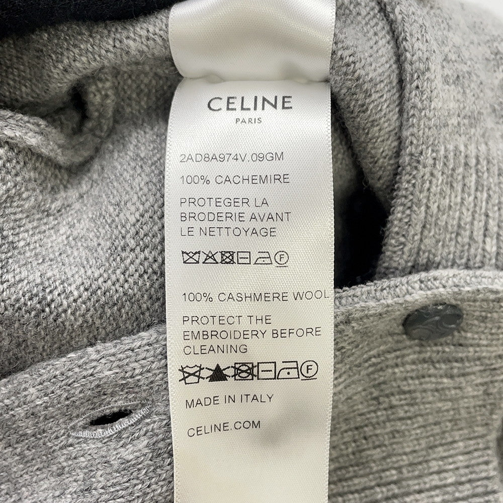 CELINE Rhinestone Cardigan Size XS Gray Cashmere Rhinestone