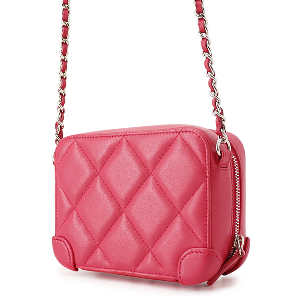 CHANEL Matelasse ChainShoulder Bag Pink Lambskin