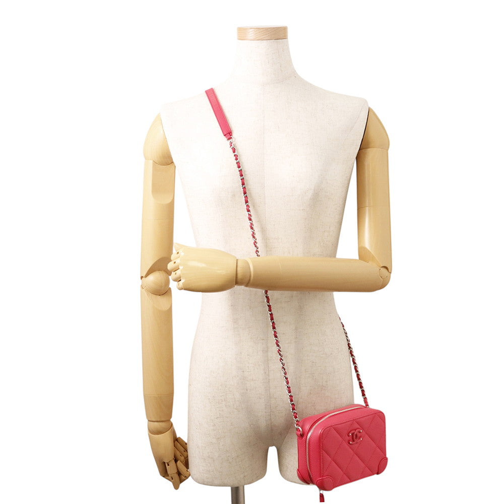 CHANEL Matelasse ChainShoulder Bag Pink Lambskin