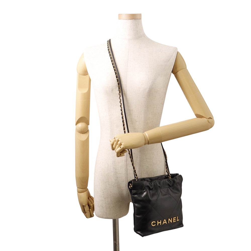 CHANEL CHANEL22 ChainShoulder Bag BlackAS3980 Shiny Calf Leather Size Mini