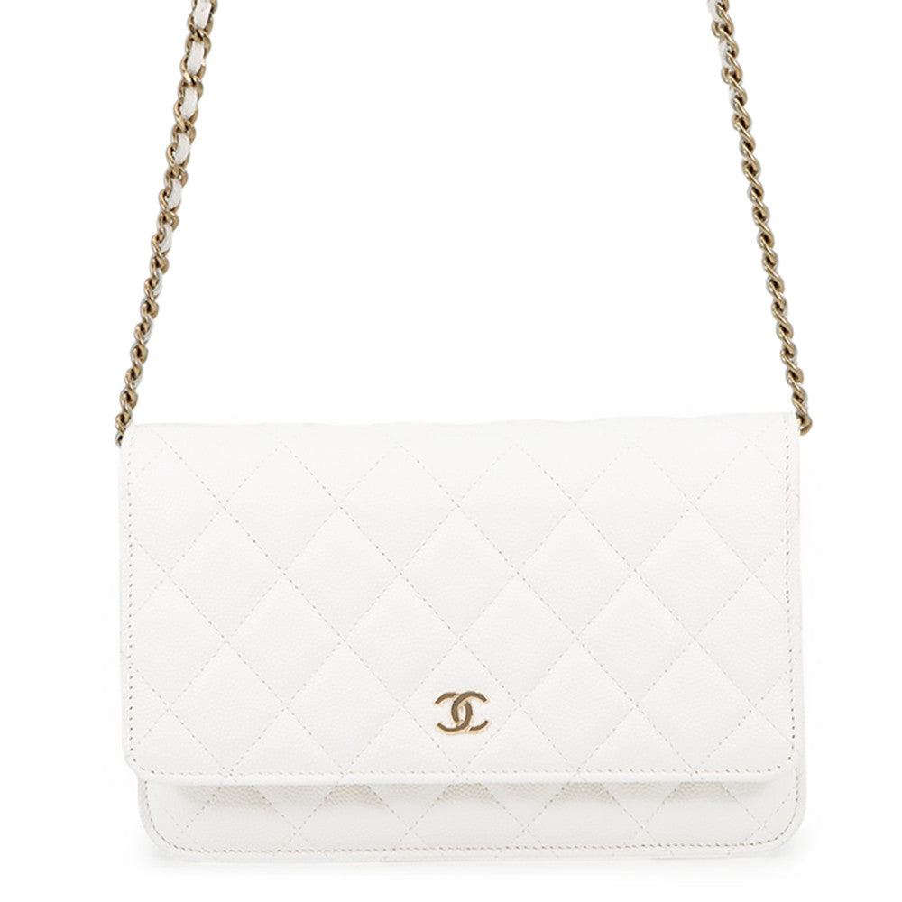 CHANEL Matelasse Chain wallet WhiteAP0250 Caviar Leather