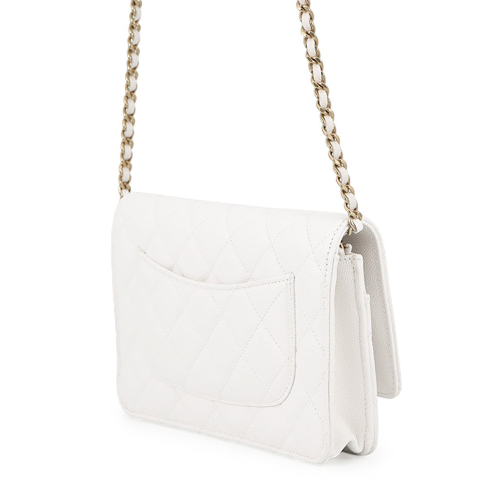 CHANEL Matelasse Chain wallet WhiteAP0250 Caviar Leather