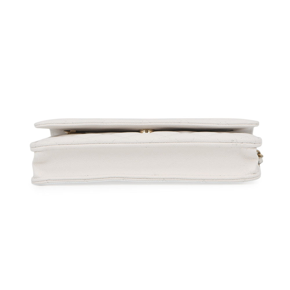 CHANEL Matelasse Chain wallet WhiteAP0250 Caviar Leather