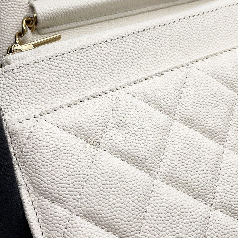 CHANEL Matelasse Chain wallet WhiteAP0250 Caviar Leather
