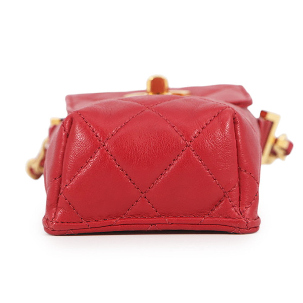 CHANEL Matelasse ChainPochette Red Lambskin