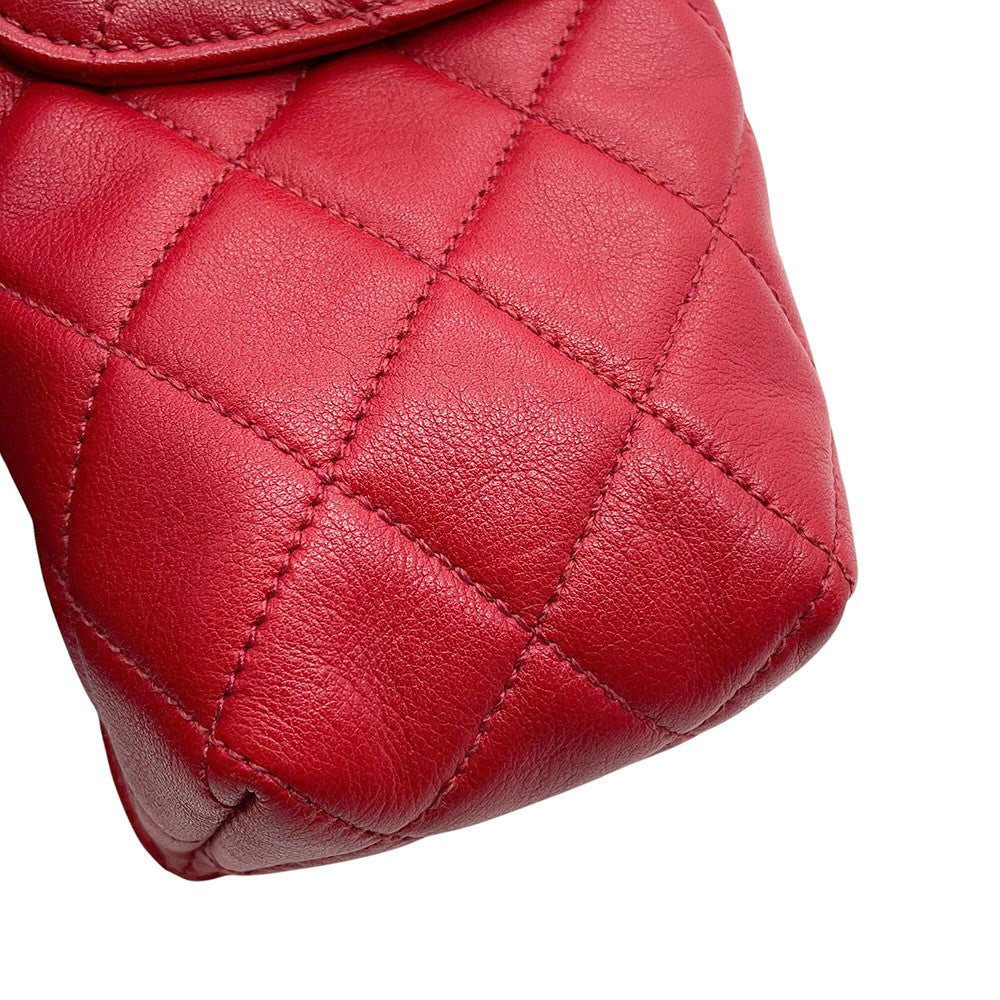CHANEL Matelasse ChainPochette Red Lambskin