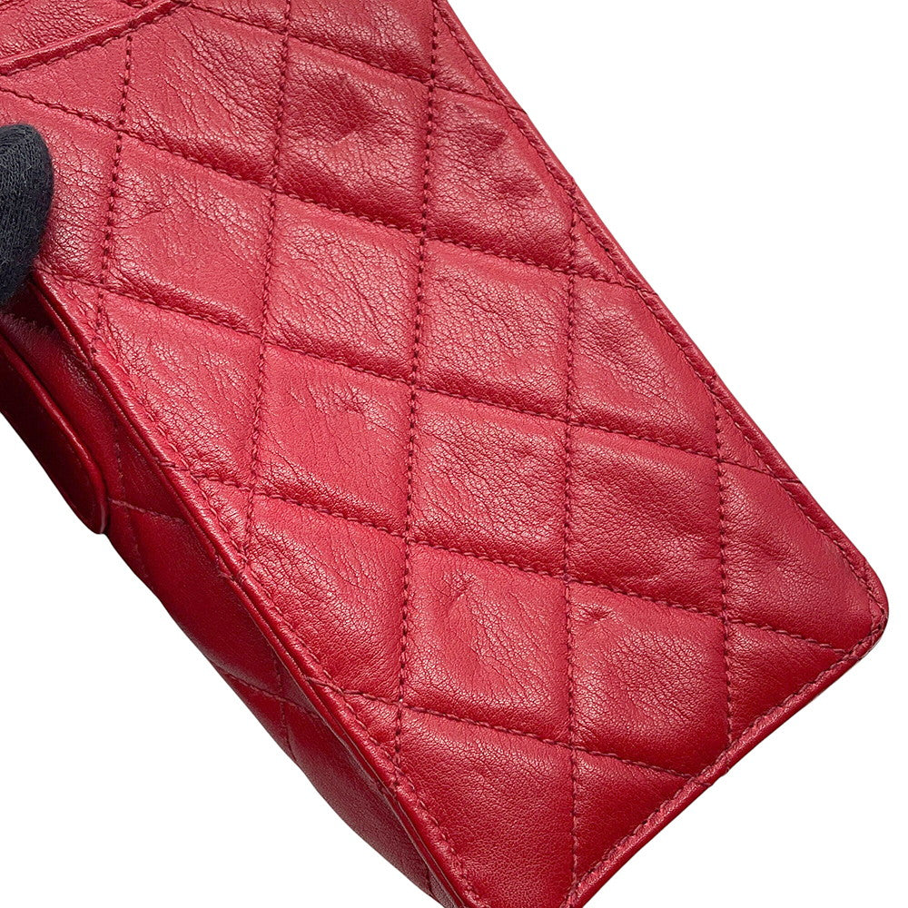 CHANEL Matelasse ChainPochette Red Lambskin